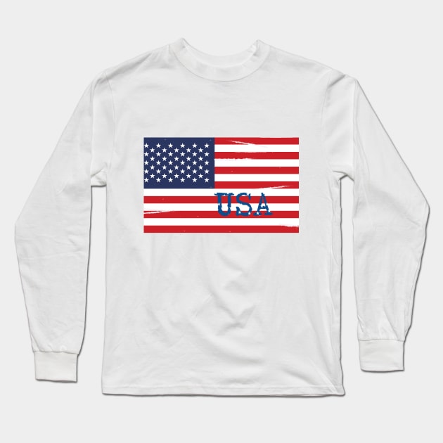 USA Flag- American Flag -Freedom Long Sleeve T-Shirt by Gold Turtle Lina